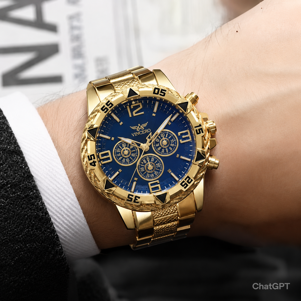 Montre Chronographe Luxe – Cadran Bleu (Copie)
