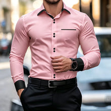 New men's contrasting black collar and black cuffs formal shirt