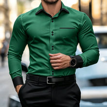 New men's contrasting black collar and black cuffs formal shirt