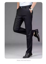 Male Pants Stretch Solid Black Smart Casual Men's Trousers