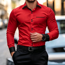 New men's contrasting black collar and black cuffs formal shirt