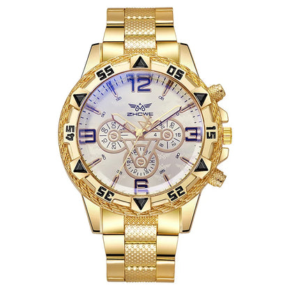 Men's Watch Blue Light Glass Quartz Watch Fashion Classic Watch Fake Three Eye Digital Alloy Watch