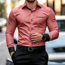 New men's contrasting black collar and black cuffs formal shirt