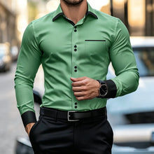New men's contrasting black collar and black cuffs formal shirt