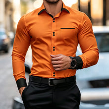 New men's contrasting black collar and black cuffs formal shirt
