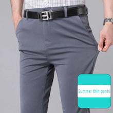 Male Pants Stretch Solid Black Smart Casual Men's Trousers